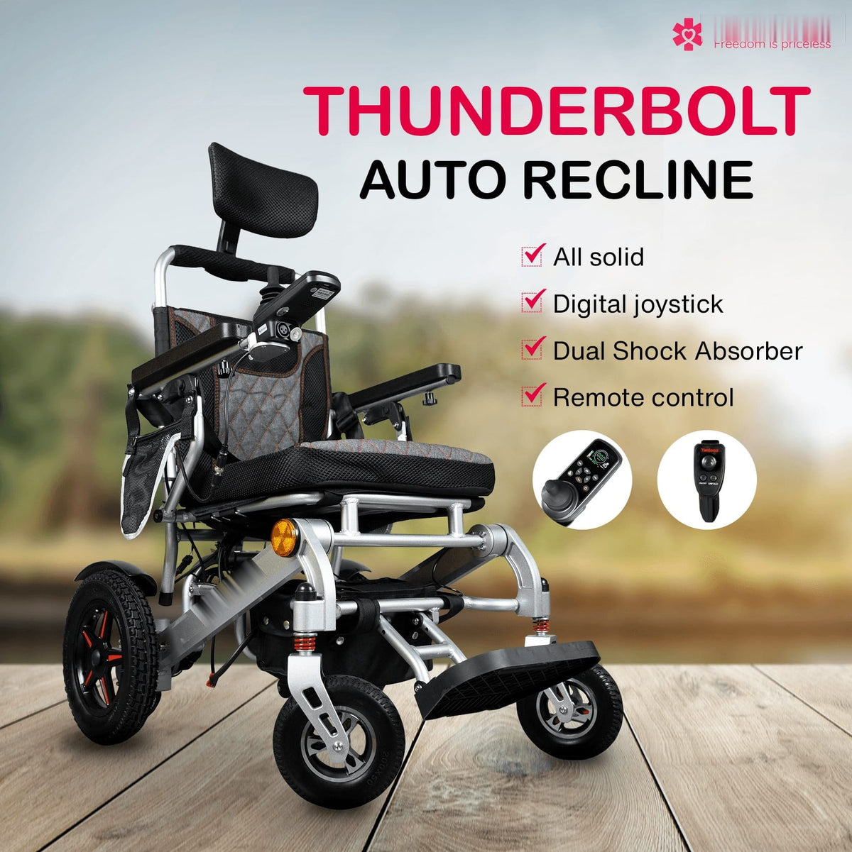 Fold & Travel Mobility Electric Wheelchair Thunderbolt Auto Recline