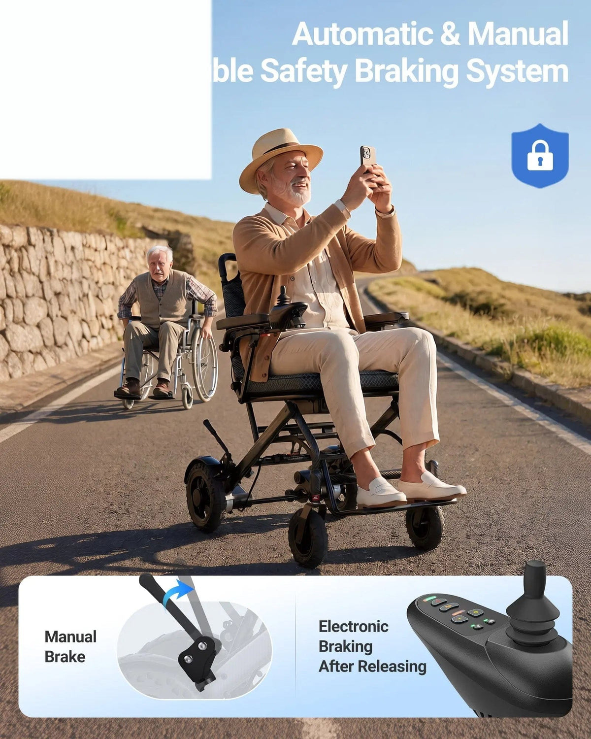 Fold & Travel Mobility accessibility equipment Wide-Seat Comfort Fast-Fold Electric Wheelchair Capacity 12AH 18.5" Seat - K04