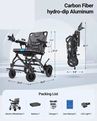Fold & Travel Mobility accessibility equipment Wide-Seat Comfort Fast-Fold Electric Wheelchair Capacity 12AH 18.5" Seat - K04