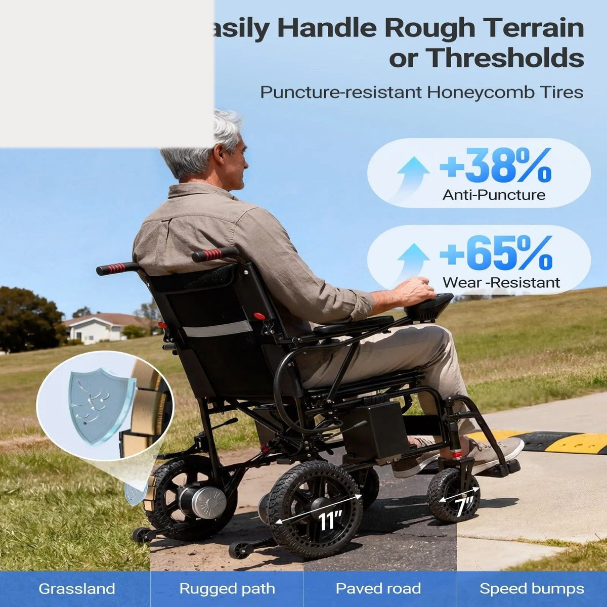Fold & Travel Mobility accessibility equipment E310H Folding Heavy-Duty Electric Wheelchair