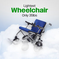 Fold & Travel Mobility WHEELCHAIR KANO (Blue) -Foldable Electric Wheelchair, Travel Size, User-Friendly
