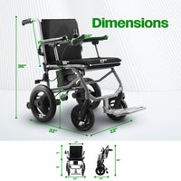 Fold & Travel Mobility WHEELCHAIR KANO (Black) -Foldable Electric Wheelchair, Travel Size, User-Friendly