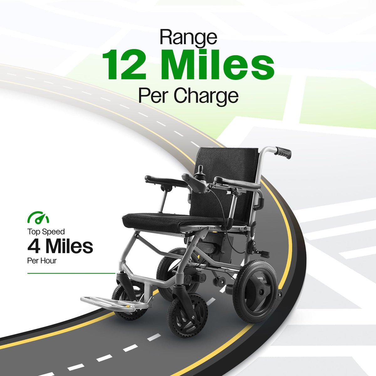 Fold & Travel Mobility WHEELCHAIR KANO (Black) -Foldable Electric Wheelchair, Travel Size, User-Friendly
