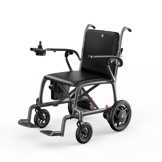 Fold & Travel Mobility Wheelchair Gray Ultra Lightweight Carbon Fiber Electric Wheelchair | Q5