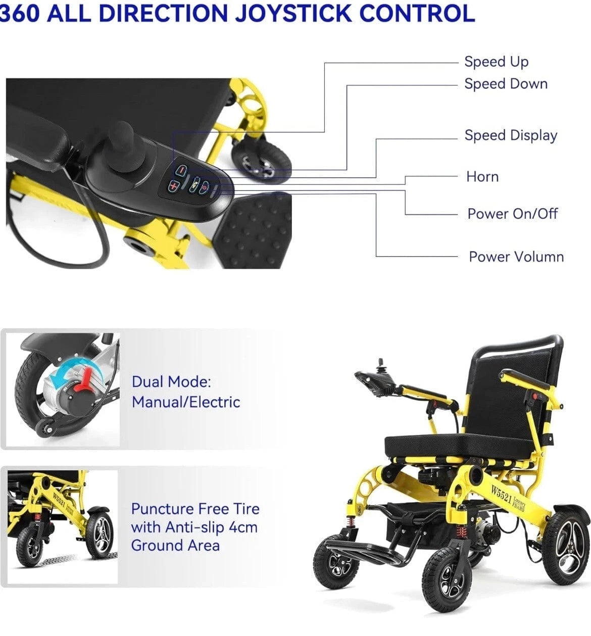 Lightweight Foldable Electric Wheelchair Compact Powerful