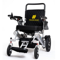 Fold and Travel Electric Wheelchair Black Fold And Travel Lightweight Foldable Remote Control Portable Electric Power Wheelchair - Silver Frame