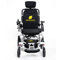 Fold and Travel Electric Wheelchair Black Fold And Travel Auto Recline Lightweight Foldable Electric Power Portable Wheelchair - Silver Frame