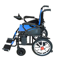Fold and Travel Electric Wheelchair Lightweight Foldable Electric Wheelchair with Lithium Battery Power Chair - Blue