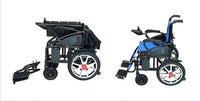 Fold and Travel Electric Wheelchair Lightweight Foldable Electric Wheelchair with Lithium Battery Power Chair - Blue