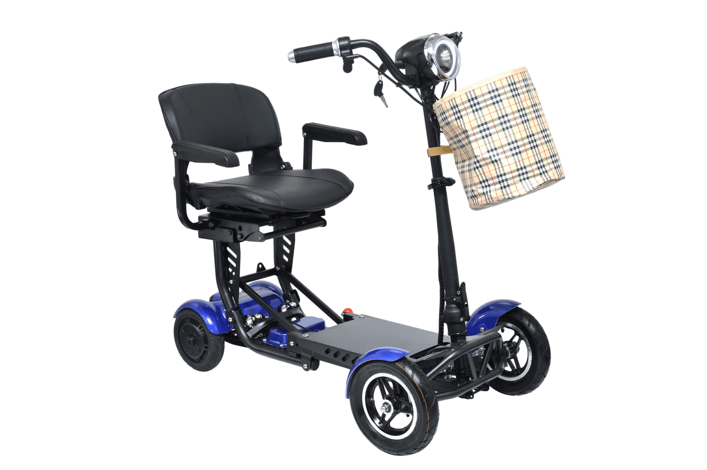 Fold & Travel Mobility Mobility Scooter Foldable Mobility Scooter Cruiser City Hopper 4 Wheel Scooter Medical Mobility Big Seat ( BLUE )