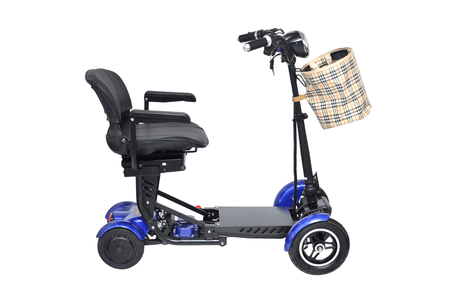 Fold & Travel Mobility Mobility Scooter Foldable Mobility Scooter Cruiser City Hopper 4 Wheel Scooter Medical Mobility Big Seat ( BLUE )