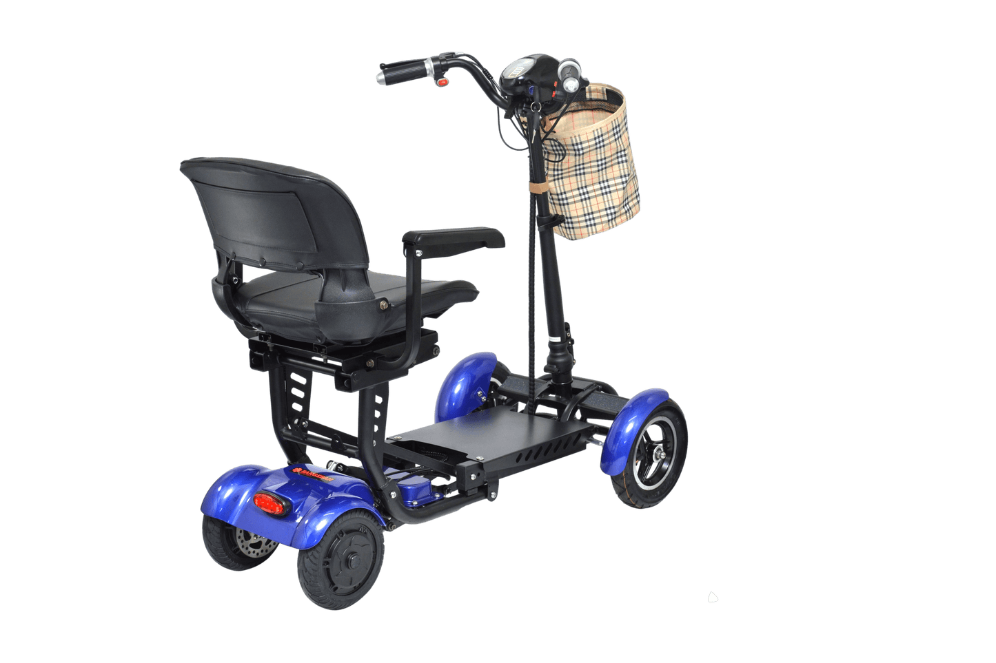 Fold & Travel Mobility Mobility Scooter Foldable Mobility Scooter Cruiser City Hopper 4 Wheel Scooter Medical Mobility Big Seat ( BLUE )