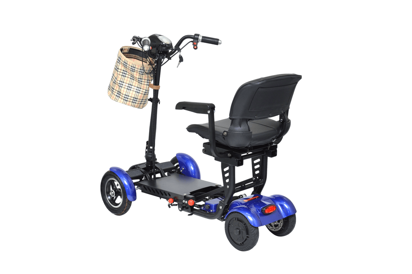 Fold & Travel Mobility Mobility Scooter Foldable Mobility Scooter Cruiser City Hopper 4 Wheel Scooter Medical Mobility Big Seat ( BLUE )
