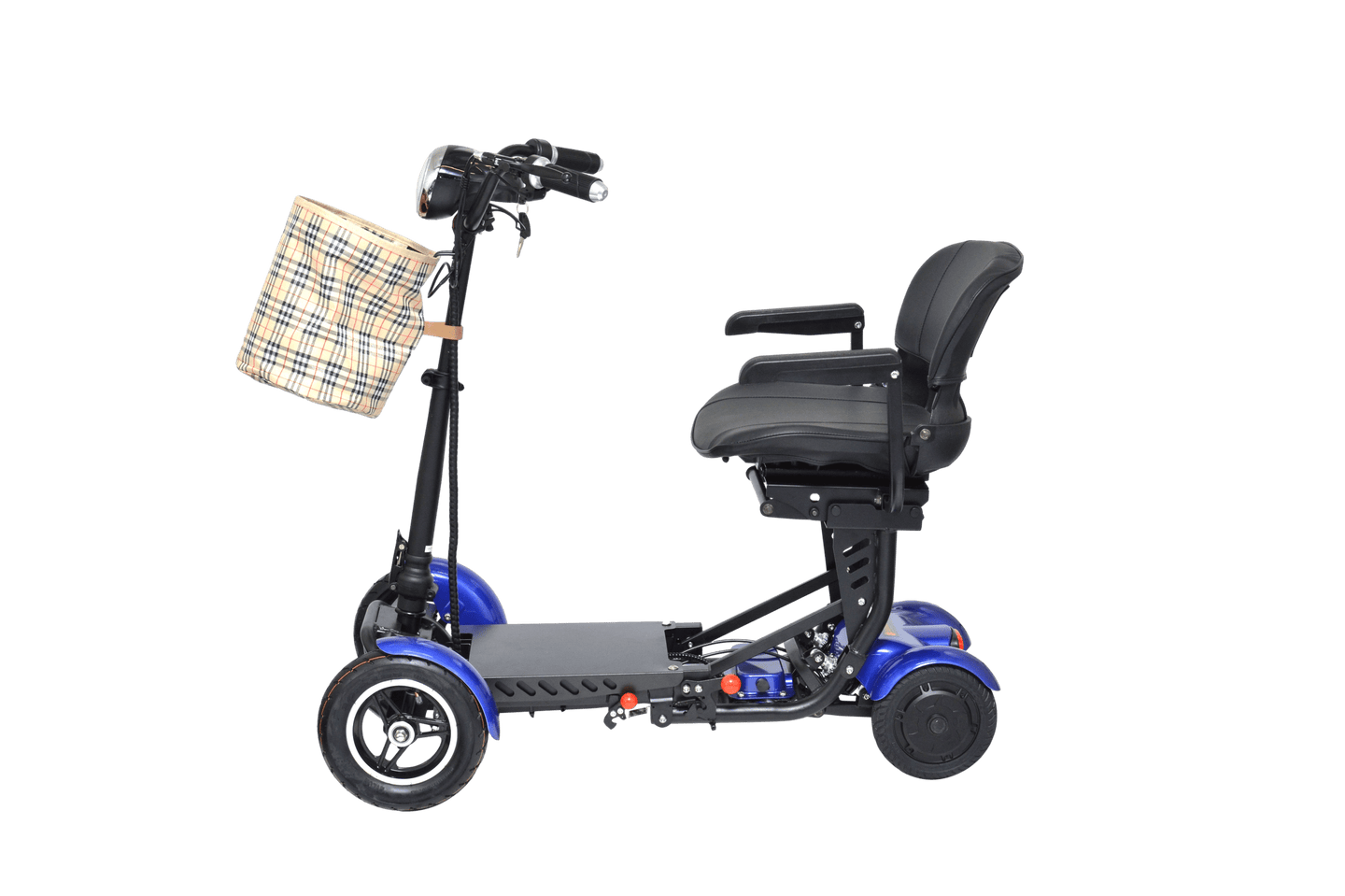 Fold & Travel Mobility Mobility Scooter Foldable Mobility Scooter Cruiser City Hopper 4 Wheel Scooter Medical Mobility Big Seat ( BLUE )