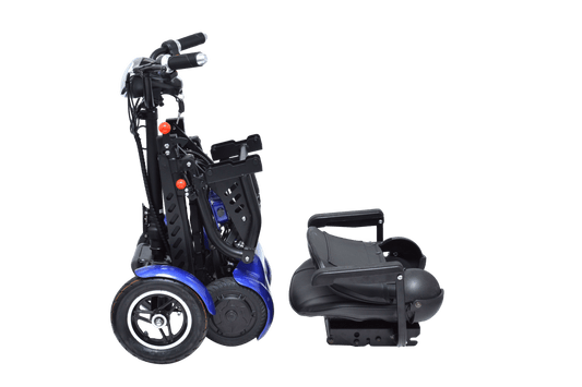 Scooter de mobilité pliable Cruiser City Hopper Scooter à 4 roues Mobilité médicale Grand siège (BLEU)