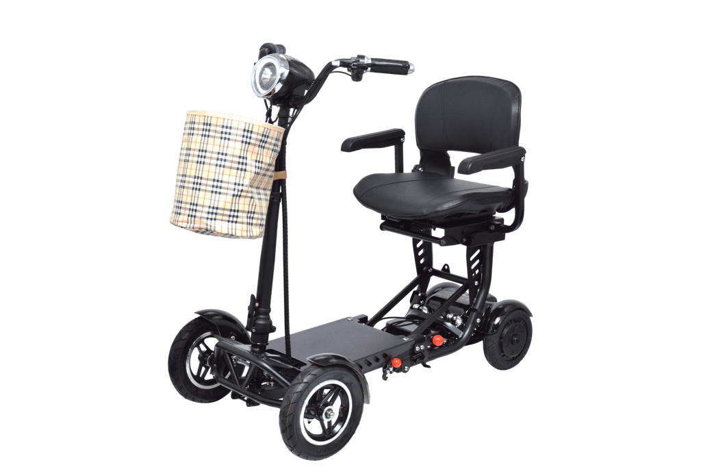Foldable Mobility Scooter Cruiser City Hopper 4 Wheel Scooter Medical Mobility Big Seat ( BLACK )