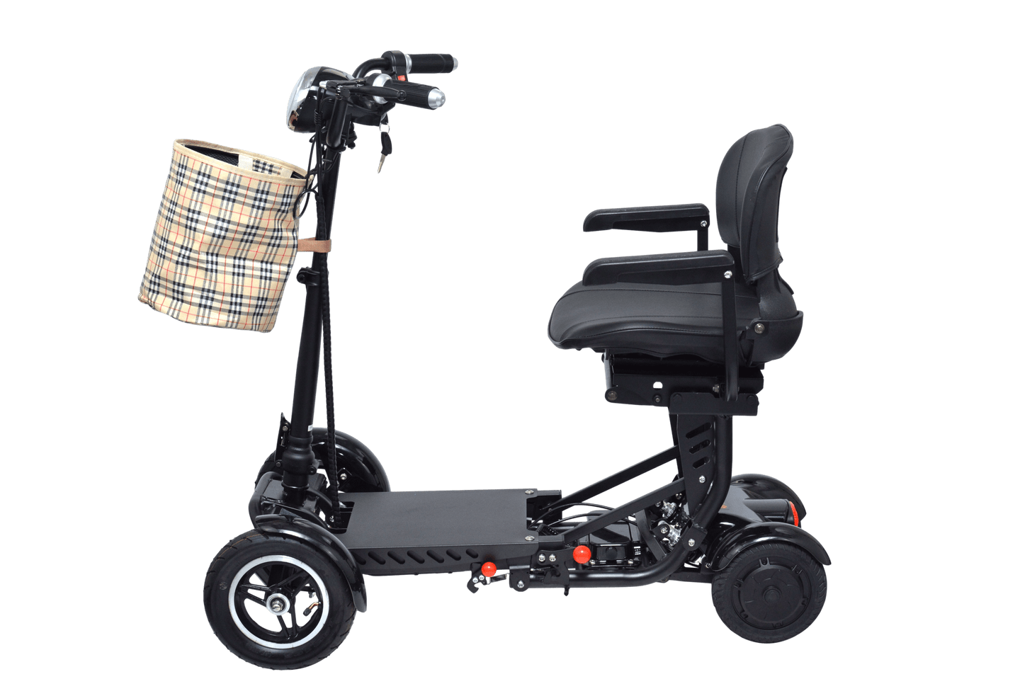 Fold & Travel Mobility Mobility Scooter Foldable Mobility Scooter Cruiser City Hopper 4 Wheel Scooter Medical Mobility Big Seat ( BLACK )