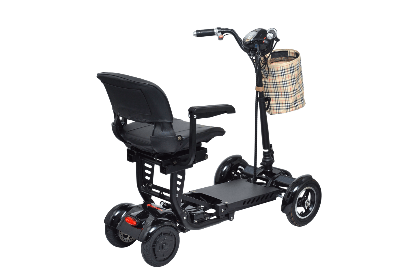 Fold & Travel Mobility Mobility Scooter Foldable Mobility Scooter Cruiser City Hopper 4 Wheel Scooter Medical Mobility Big Seat ( BLACK )
