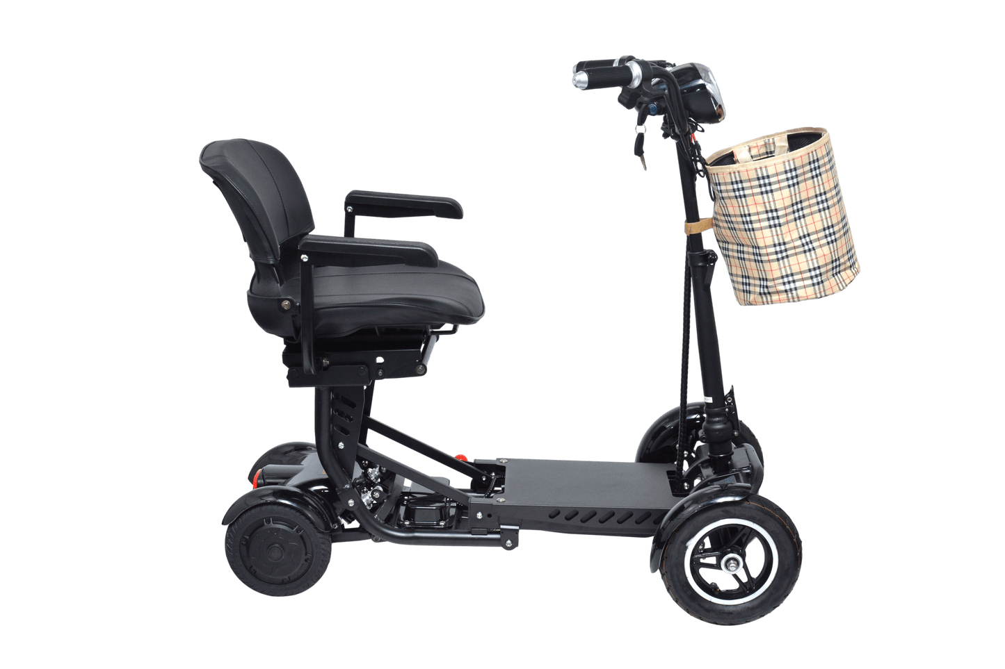 Fold & Travel Mobility Mobility Scooter Foldable Mobility Scooter Cruiser City Hopper 4 Wheel Scooter Medical Mobility Big Seat ( BLACK )