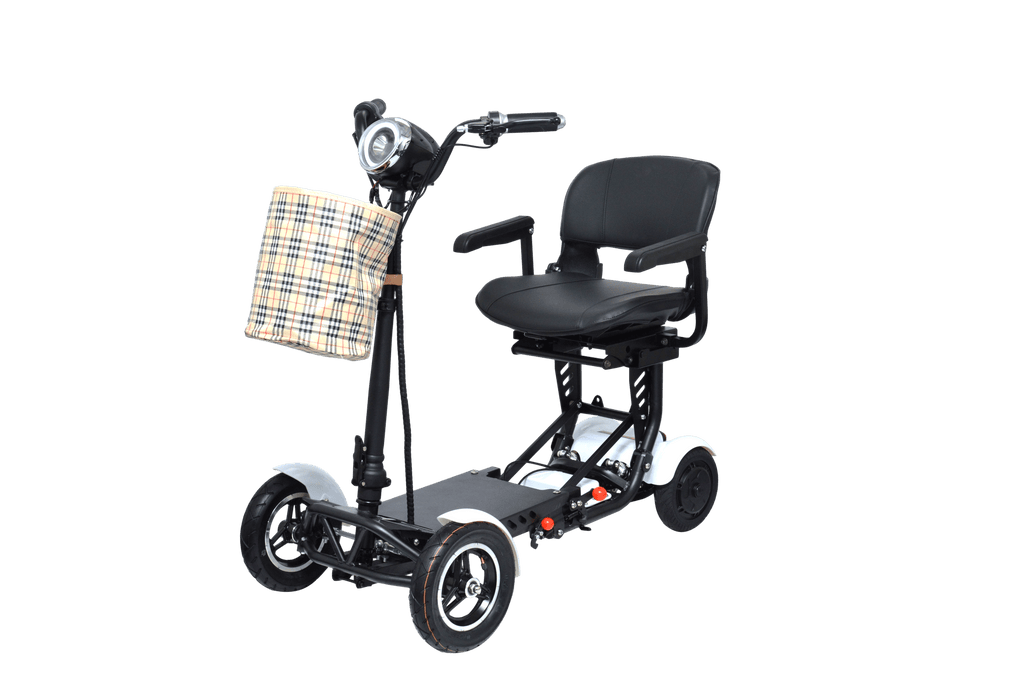Foldable Mobility Scooter Cruiser City Hopper 4 Wheel Scooter Medical Mobility Big Seat ( WHITE )
