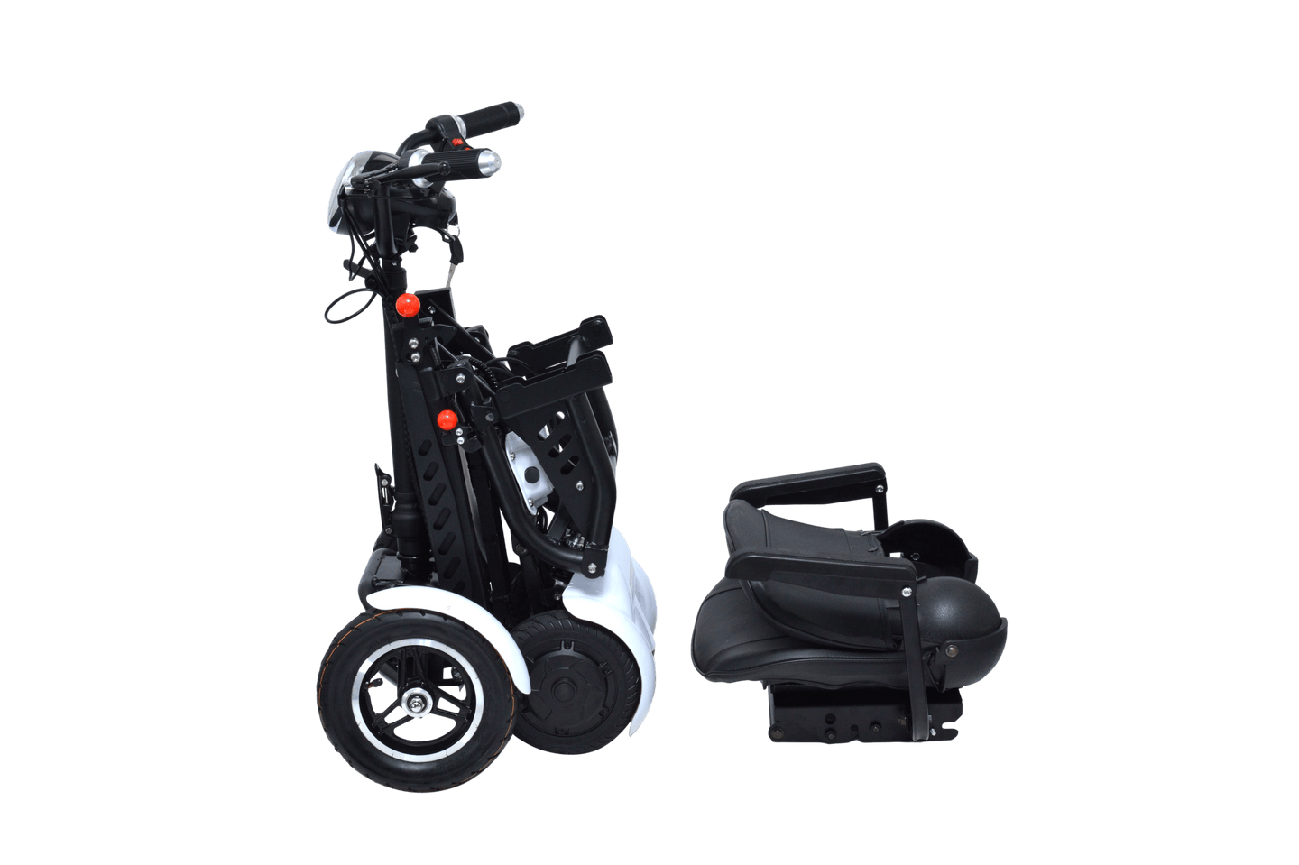 Fold & Travel Mobility Mobility Scooter Foldable Mobility Scooter Cruiser City Hopper 4 Wheel Scooter Medical Mobility Big Seat ( WHITE )