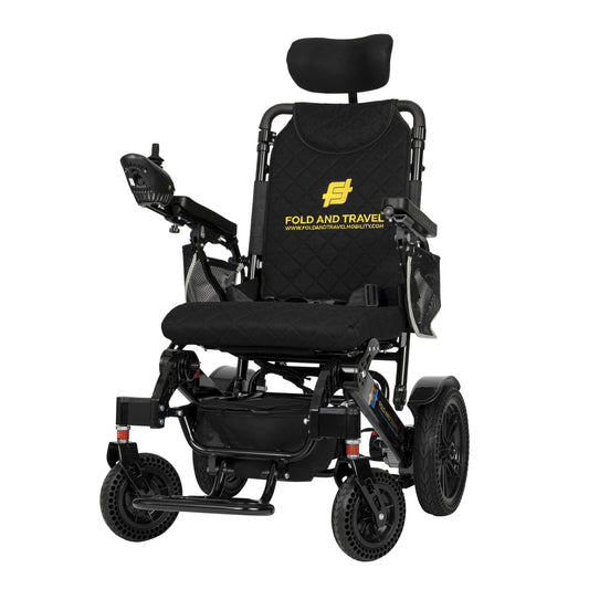 Fauteuil roulant électrique pliable et inclinable à inclinaison automatique Fauteuil roulant électrique léger NOIR