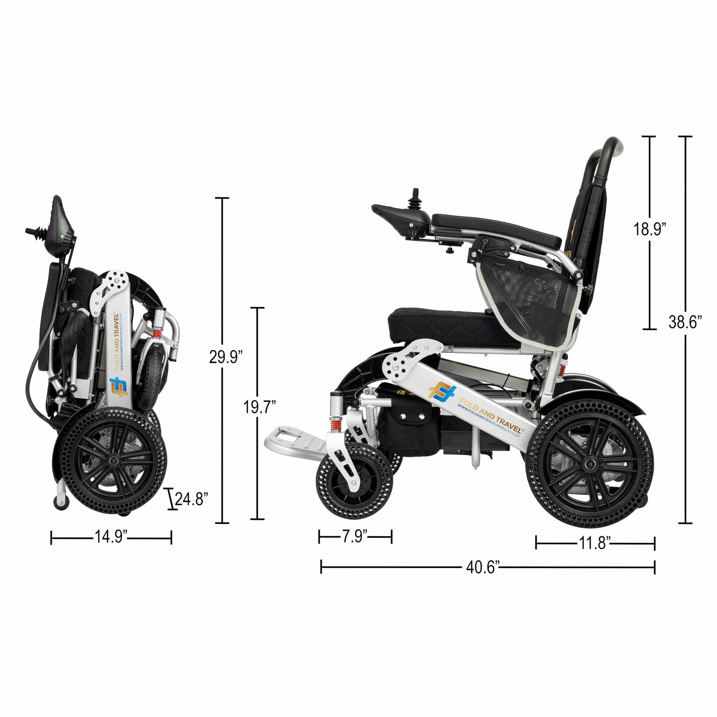 Fold & Travel Mobility Electric Wheelchair Premium Remote Control Electric Wheelchair Power Wheel chair BLACK