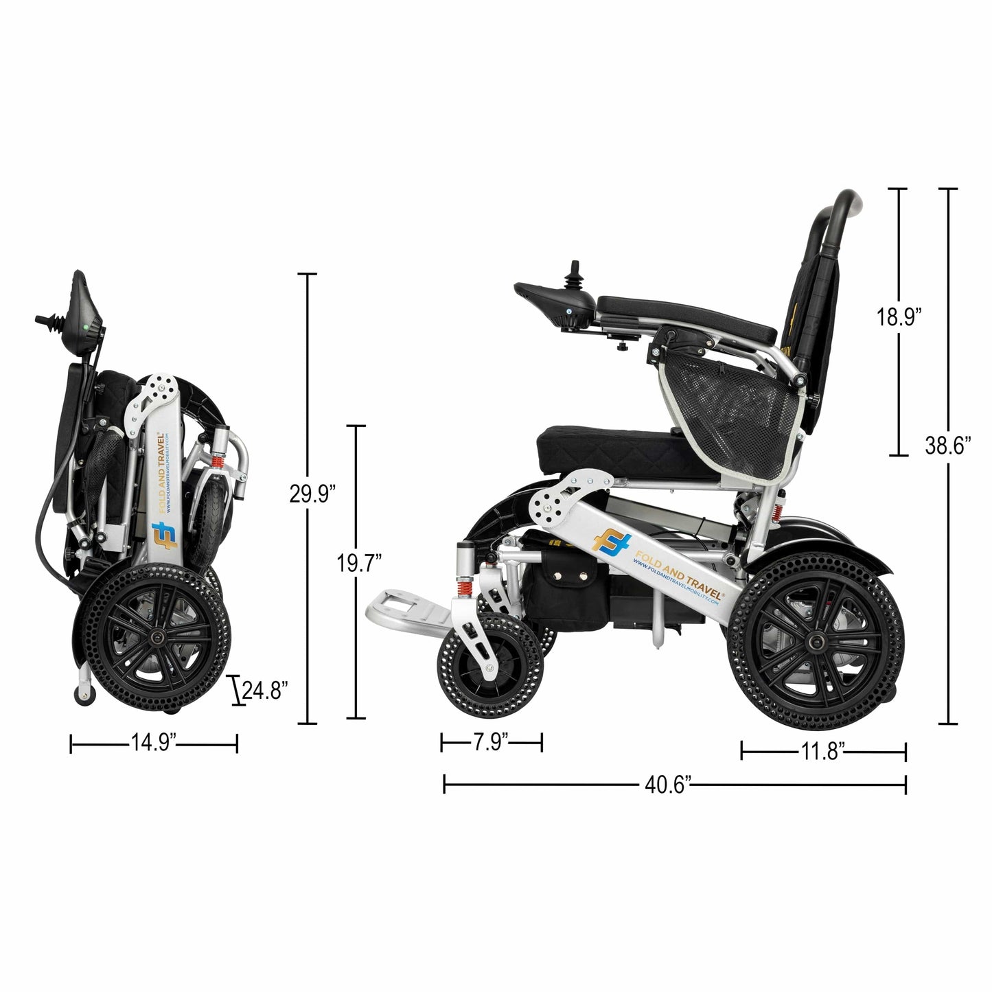 Fold & Travel Mobility Electric Wheelchair Premium Remote Control Electric Wheelchair Power Wheel chair BLACK