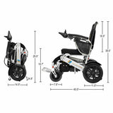 Fold And Travel Auto Recline Electric Wheelchair Lightweight Power Wheel Chair  SILVER