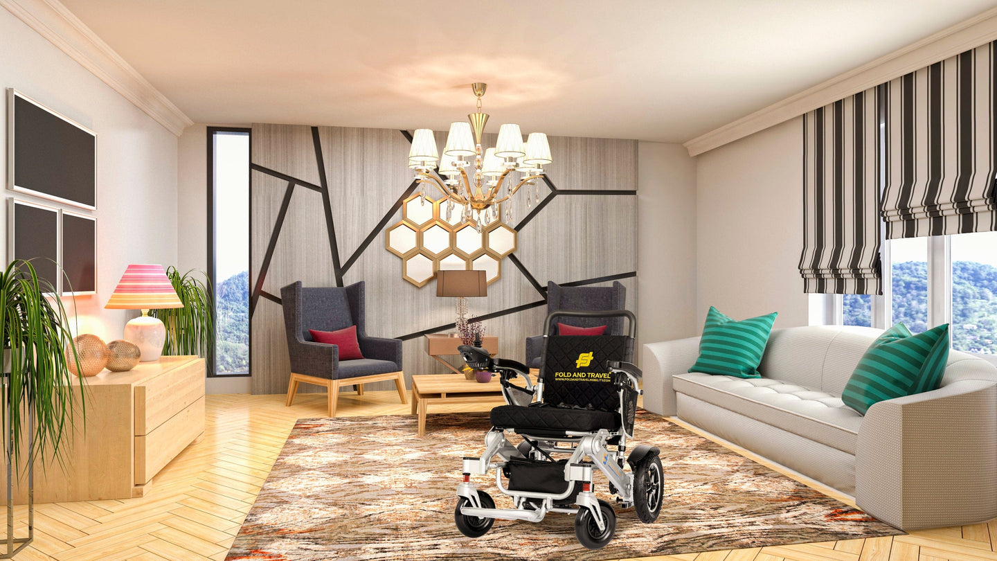 Fold & Travel Mobility Electric Wheelchair Premium Remote Control Electric Wheelchair Power Wheel chair SILVER