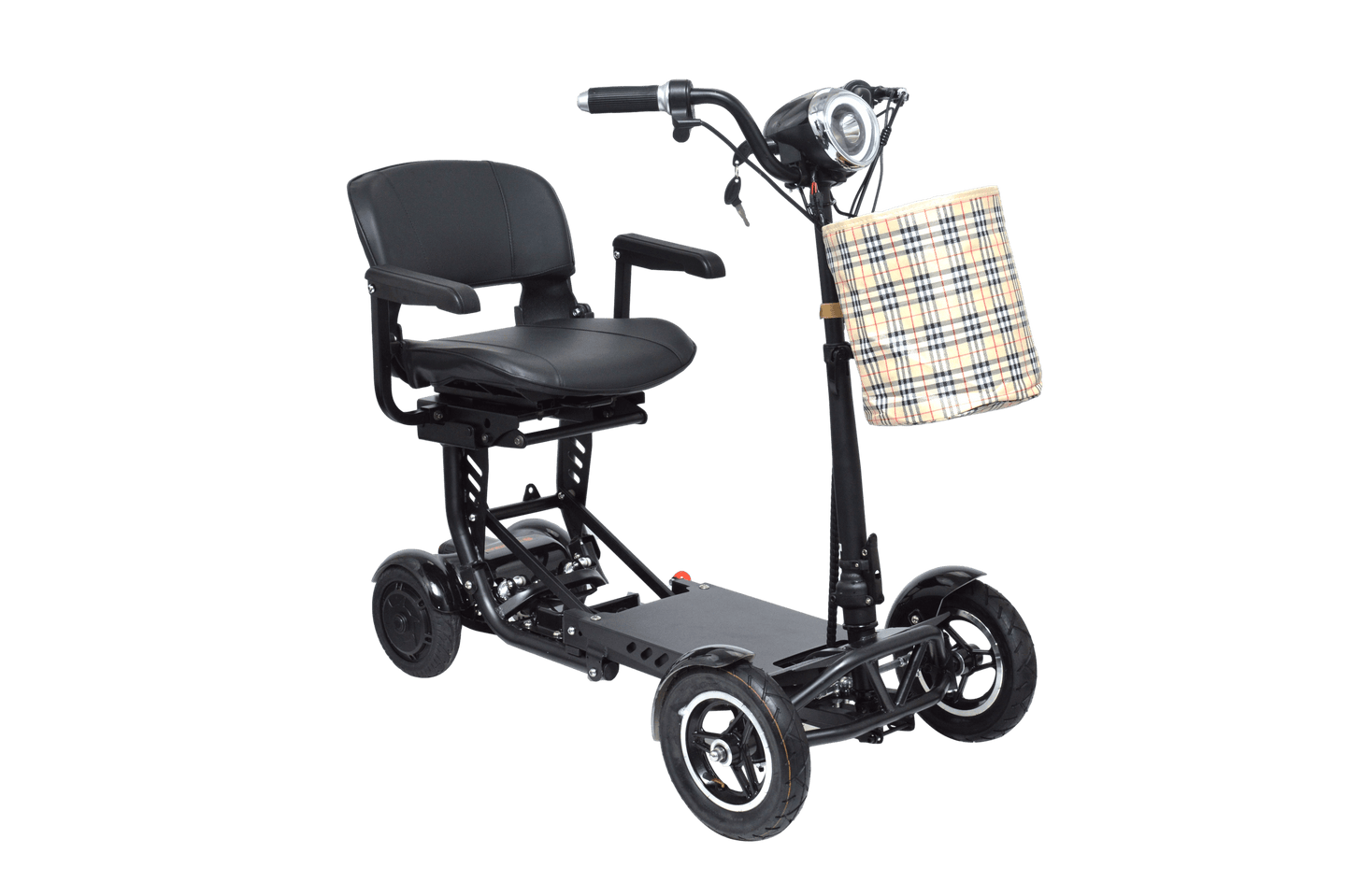 Fold & Travel Mobility Mobility Scooter Foldable Mobility Scooter Cruiser City Hopper 4 Wheel Scooter Medical Mobility Big Seat ( BLACK )