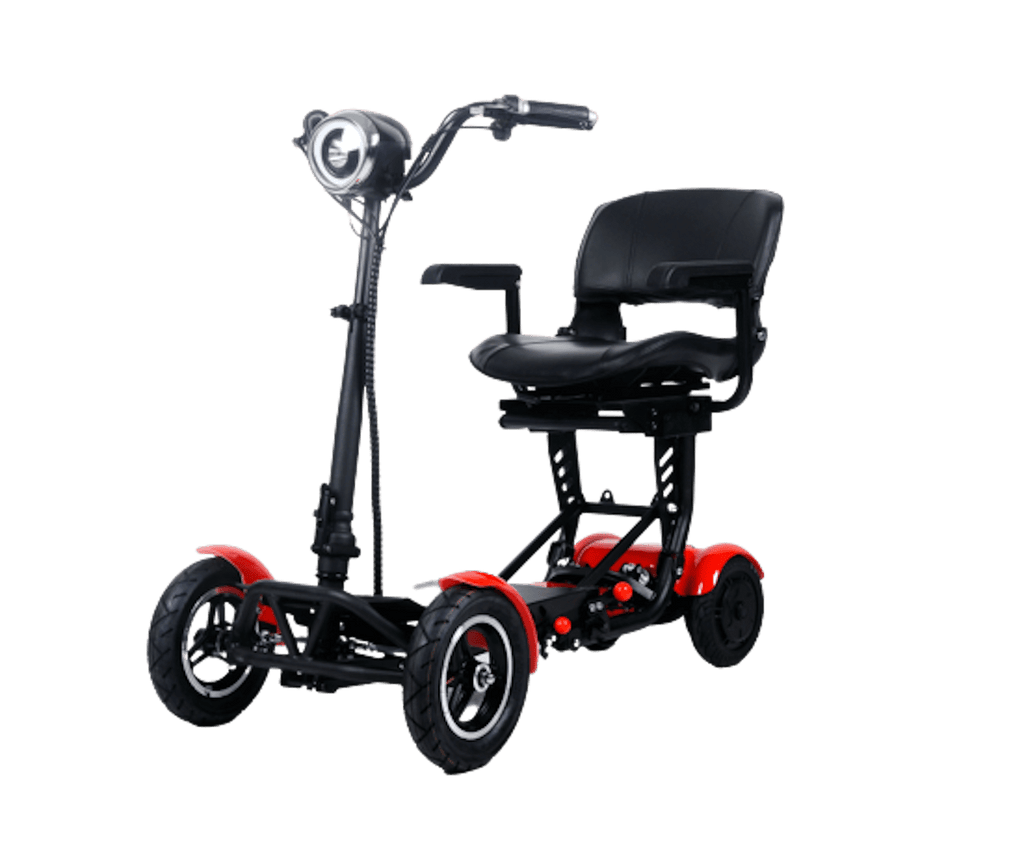 Foldable Mobility Scooter Cruiser City Hopper 4 Wheel Scooter Medical Mobility Big Seat ( RED )