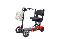 Fold & Travel Mobility Mobility Scooter Foldable Mobility Scooter Cruiser City Hopper 4 Wheel Scooter Medical Mobility Big Seat ( RED )